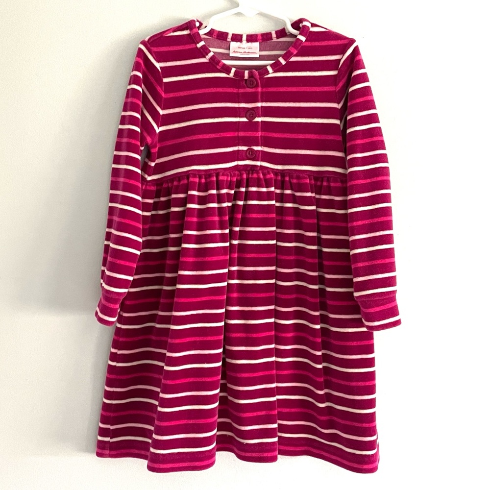 Hanna Andersson Striped Terri Cloth Long Sleeve Dress Size 5